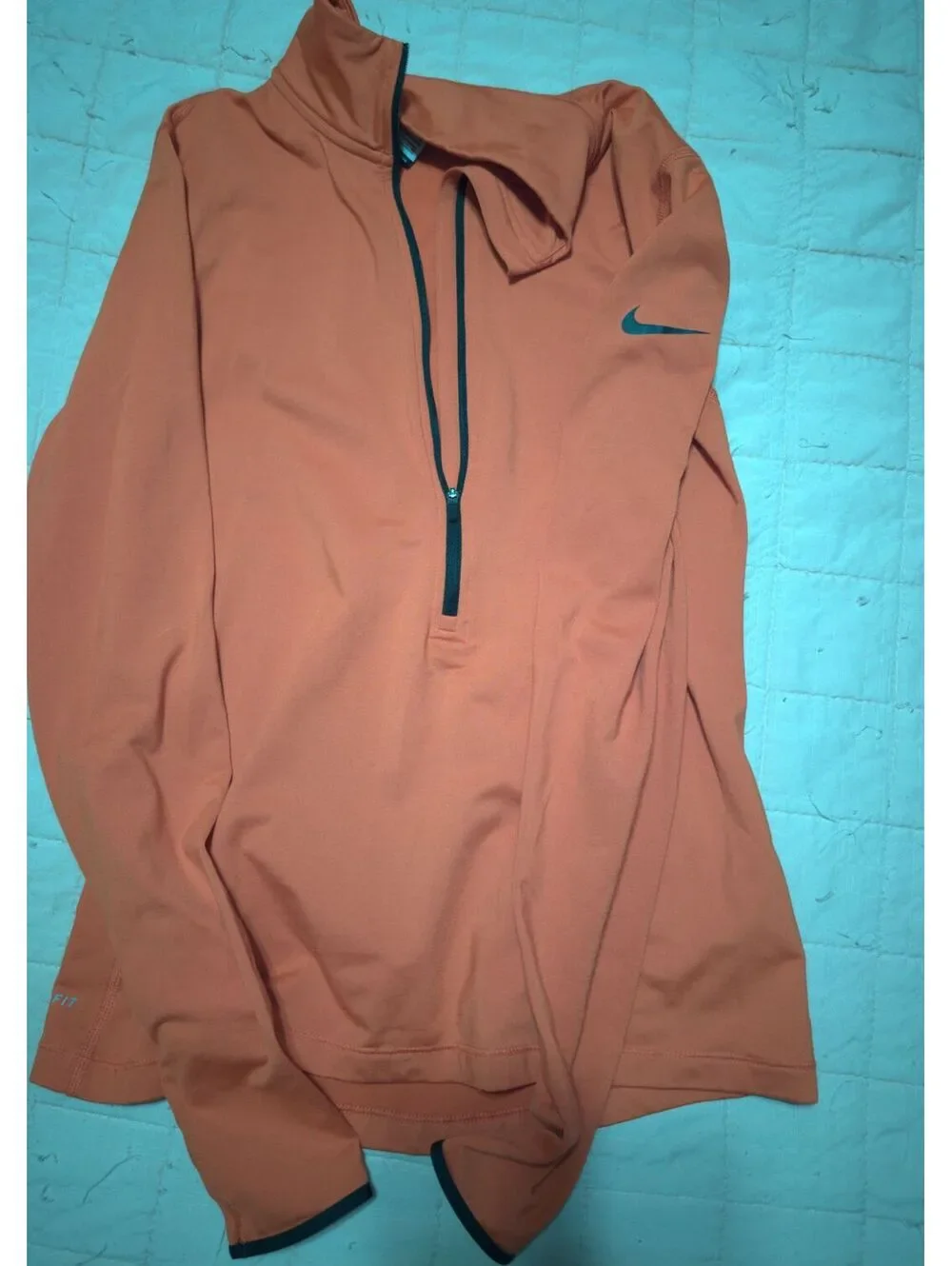 Nike Pro Orange Long Sleeve Half Zip Athletic Top Size Medium